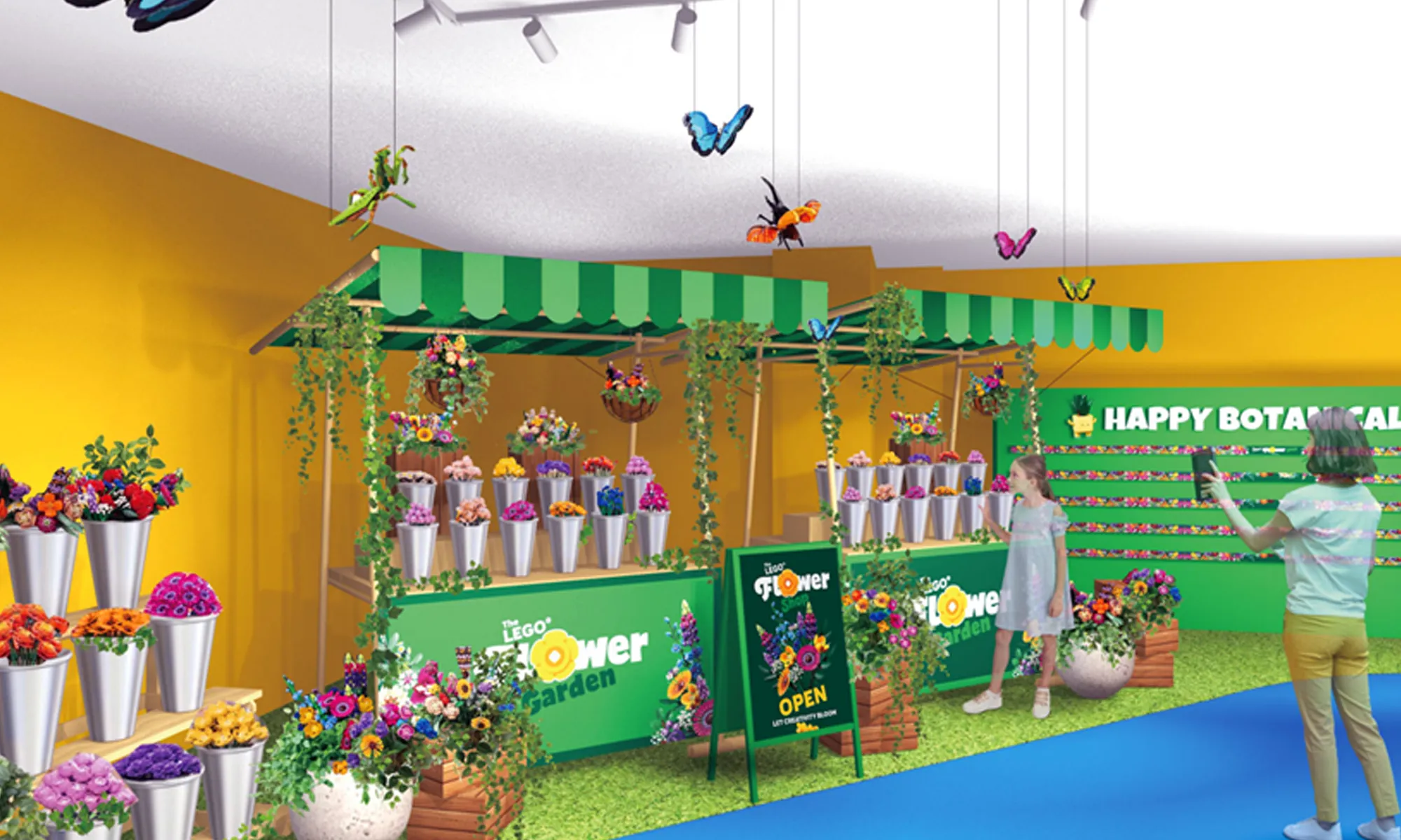 レゴ ブロックで作られたフラワーショップのフォトスポット