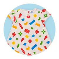 	女児ワンピース ブリック総柄 クリーム	