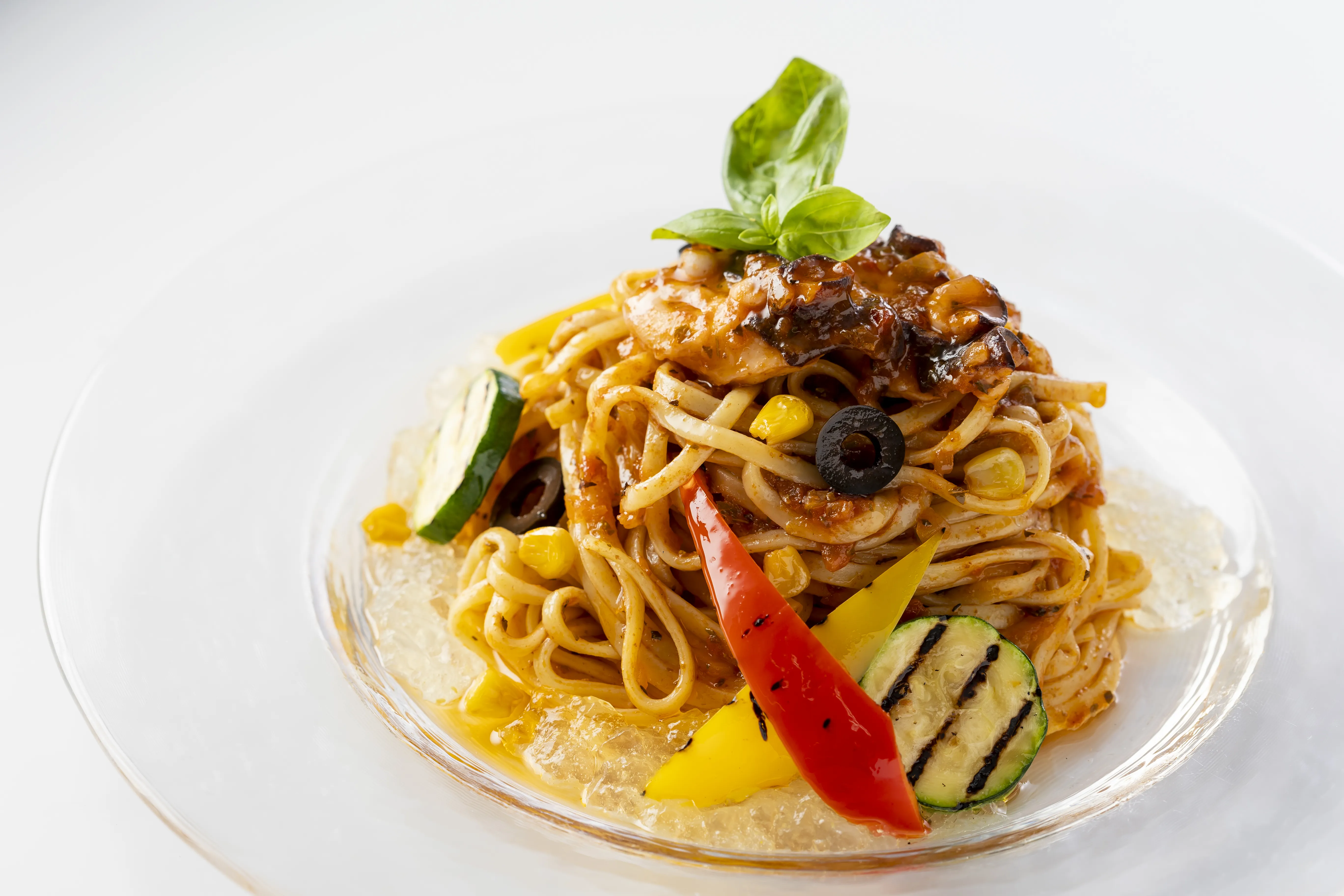 タコと夏野菜グリルのトマト冷製パスタ（7）
